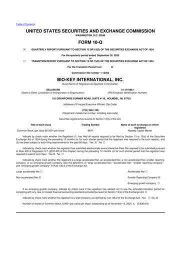 Thumbnail BIO-key International
 10-Q Quarterly Report FY2025 
