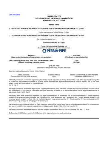 Thumbnail Perma-Pipe International 10-Q Quarterly Report FY2026 