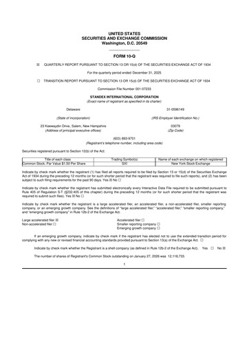 Thumbnail Standex International 10-Q Quarterly Report FY2026 