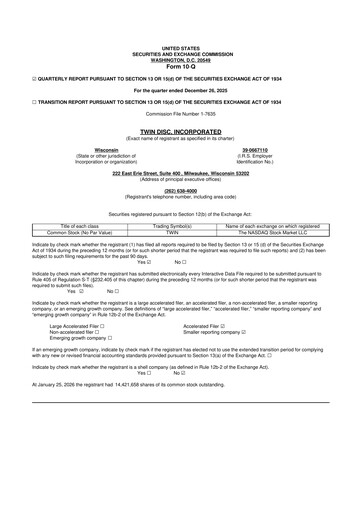 Thumbnail Twin Disc
 10-Q Quarterly Report FY2026 