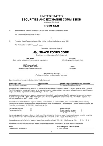 Thumbnail J&J Snack Foods
 10-Q Quarterly Report FY2026 