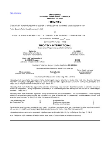 Thumbnail Trio-Tech International 10-Q Quarterly Report FY2026 Q2
