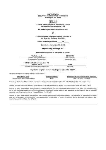 Miniature Expro Group 10-K Rapport annuel 2025