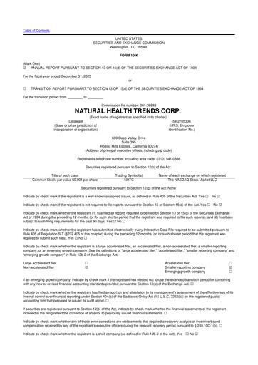 Thumbnail Natural Health Trends 10-K Annual Report 2025