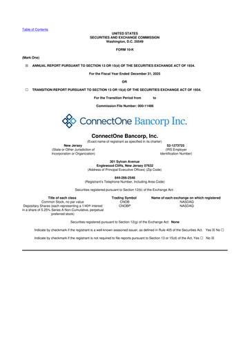 Thumbnail ConnectOne Bancorp 10-K Annual Report 2025