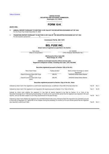 Thumbnail Bel Fuse 10-K Annual Report 2025