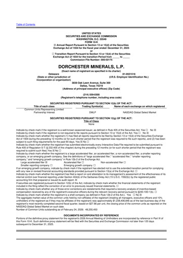 Thumbnail Dorchester Minerals 10-K Annual Report 2025