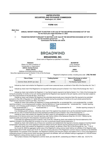 Thumbnail Broadwind 10-K Annual Report 