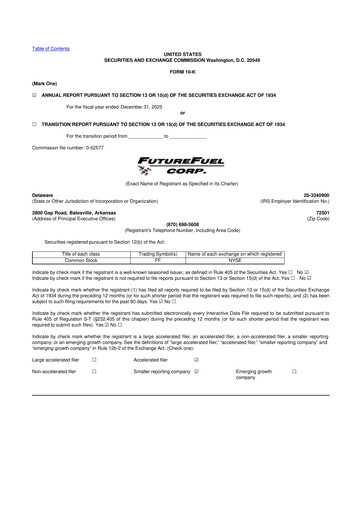 Thumbnail FutureFuel 10-K Annual Report 2025