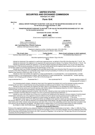 Thumbnail AXT Inc
 10-K Annual Report 2025