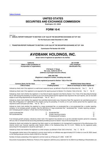 Thumbnail Avidbank Holdings 10-K Annual Report 2025