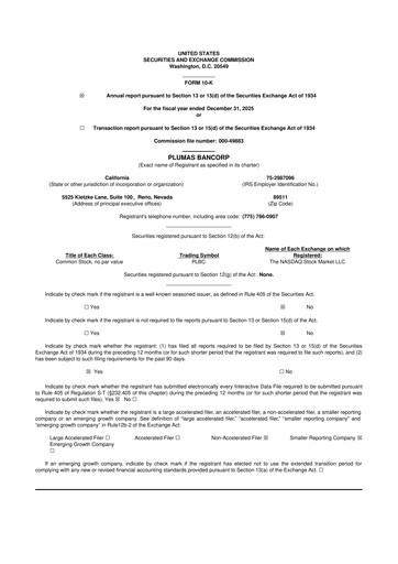 Thumbnail Plumas Bancorp 10-K Annual Report 2025