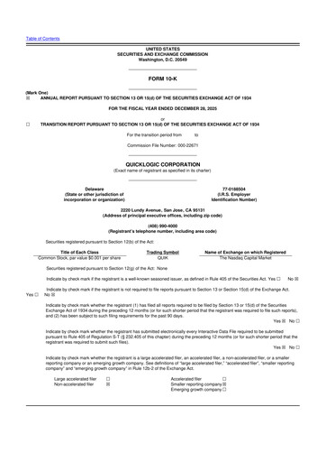 Thumbnail Quicklogic 10-K Annual Report 2025