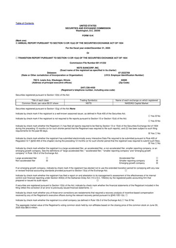 Thumbnail NSTS Bancorp 10-K Annual Report 2025