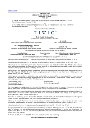 Thumbnail Tivic Health Systems 10-K Annual Report 2025