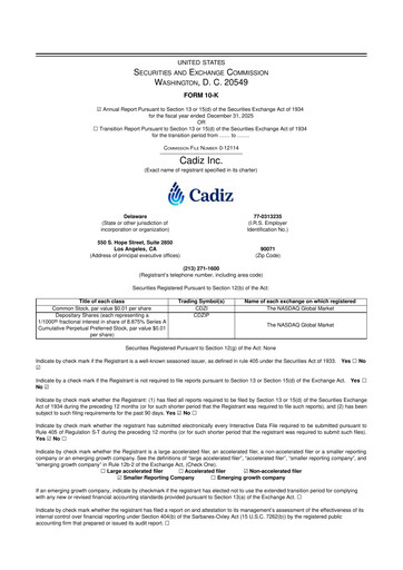 Miniature Cadiz Inc. 10-K Rapport annuel 2025
