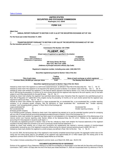 Thumbnail Fluent 10-K Annual Report 2025