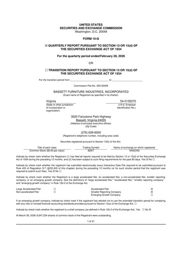 Vorschaubild Bassett Furniture 10-Q Quartalsbericht 2026 