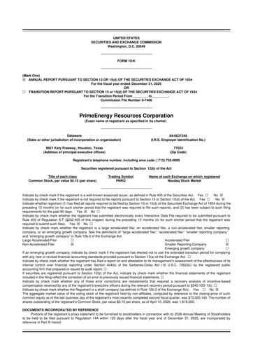 Thumbnail PrimeEnergy Resources 10-K Annual Report 