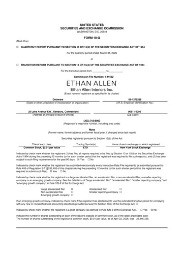 Thumbnail Ethan Allen
 10-Q Quarterly Report FY 