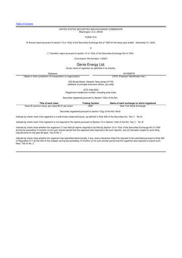 Miniature Genie Energy
 10-K Rapport annuel 