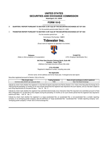 Thumbnail Tidewater 10-Q Quarterly Report FY 
