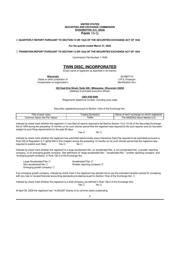 Thumbnail Twin Disc
 10-Q Quarterly Report FY2026 