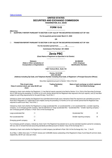 Miniature Zevia 10-Q Rapport trimestriel  