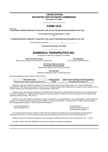 Thumbnail DiaMedica Therapeutics 10-Q Quarterly Report FY2026 