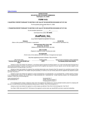 Thumbnail AvePoint 10-Q Quarterly Report FY 