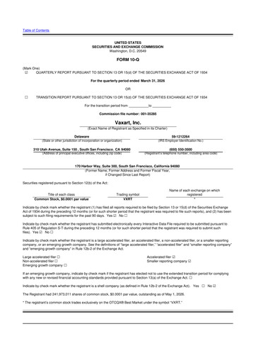 Thumbnail Vaxart 10-Q Quarterly Report FY 