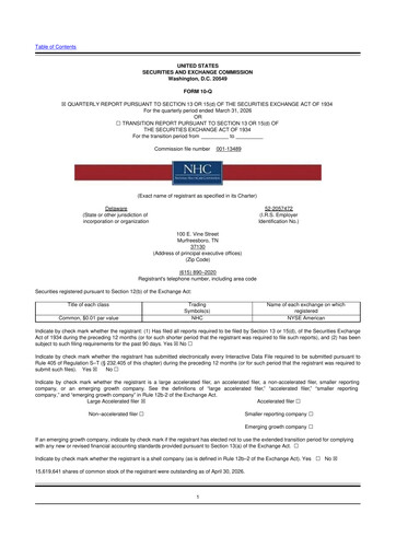 Vorschaubild National Healthcare
 10-Q Quartalsbericht  