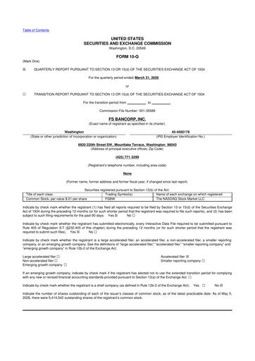 Thumbnail FS Bancorp 10-Q Quarterly Report FY2026 