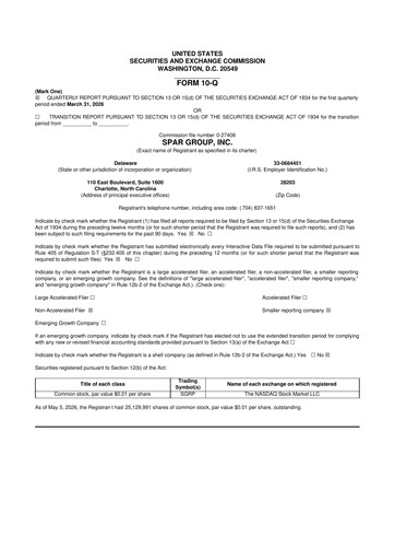 Thumbnail SPAR Group 10-Q Quarterly Report FY 