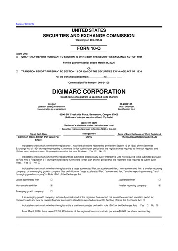 Thumbnail Digimarc
 10-Q Quarterly Report FY2026 