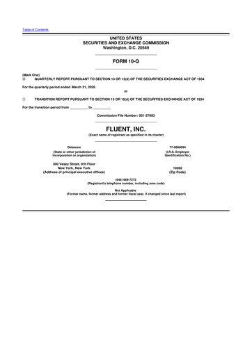 Miniature Fluent 10-Q Rapport trimestriel  