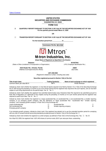 Vorschaubild M-tron Industries 10-Q Quartalsbericht  