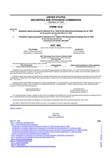 Thumbnail AXT Inc
 10-Q Quarterly Report FY 