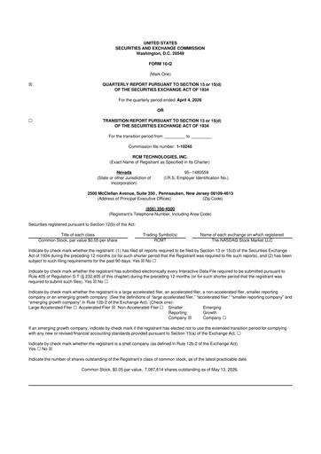 Vorschaubild RCM Technologies 10-Q Quartalsbericht  