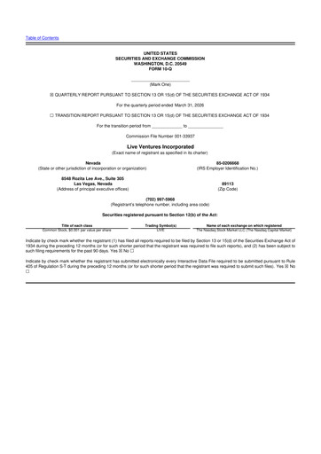 Thumbnail Live Ventures 10-Q Quarterly Report FY 