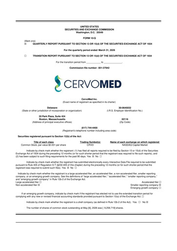 Thumbnail CervoMed 10-Q Quarterly Report FY 