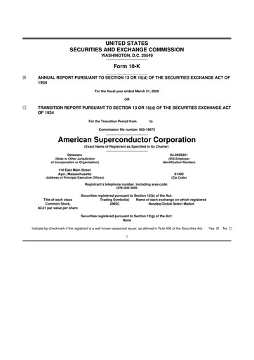 Thumbnail American Superconductor Corporation 10-K Annual Report 2026