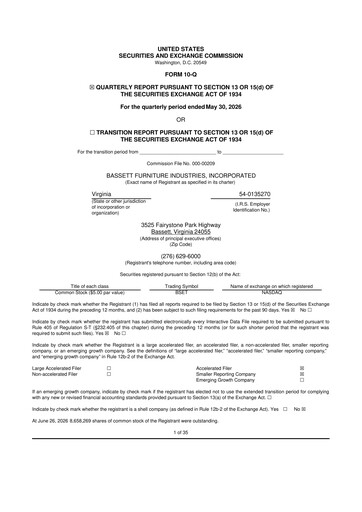 Thumbnail Bassett Furniture 10-Q Quarterly Report FY2026 