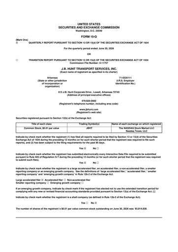 Thumbnail J. B. Hunt
 10-Q Quarterly Report FY2026 