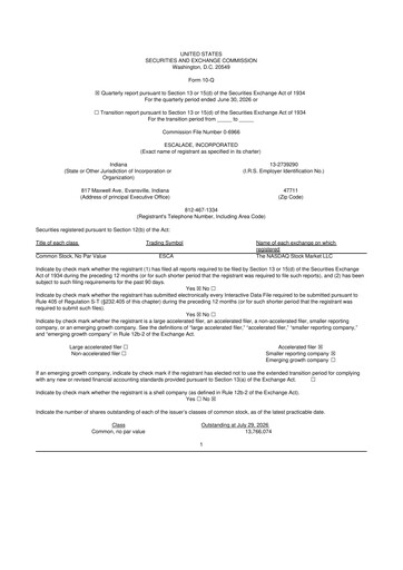 Thumbnail Escalade Sports 10-Q Quarterly Report FY2026 