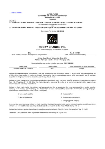 Thumbnail Rocky Brands 10-Q Quarterly Report FY2026 