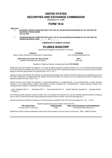Vorschaubild Plumas Bancorp 10-Q Quartalsbericht 2026 
