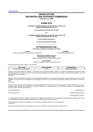 Thumbnail TG Therapeutics 10-Q Quarterly Report FY2026 