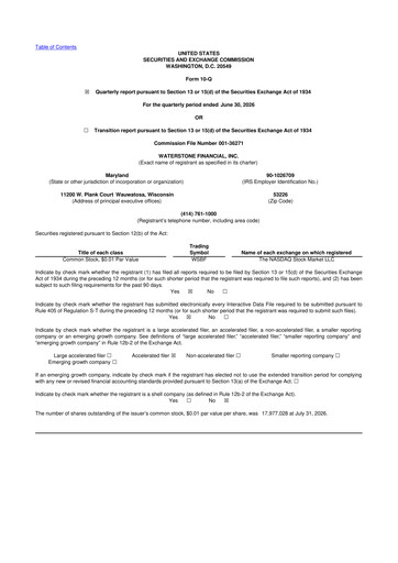 Thumbnail Waterstone Financial 10-Q Quarterly Report FY2026 