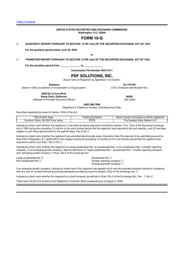 Thumbnail PDF Solutions 10-Q Quarterly Report FY2026 